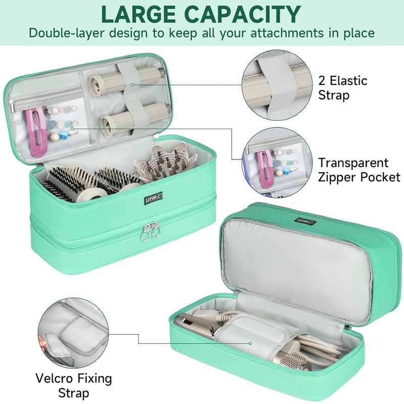 LEFORZ Travel Carrying Case Compatible with Shark Flexstyle/FlexFusion/Hair Dryer,Double-Layer Hair Hot Tools Storage Bag Fits for Dyson Airwrap Styler/Supersonic Hair Dryer and Attachments,Mint Green - Image 3